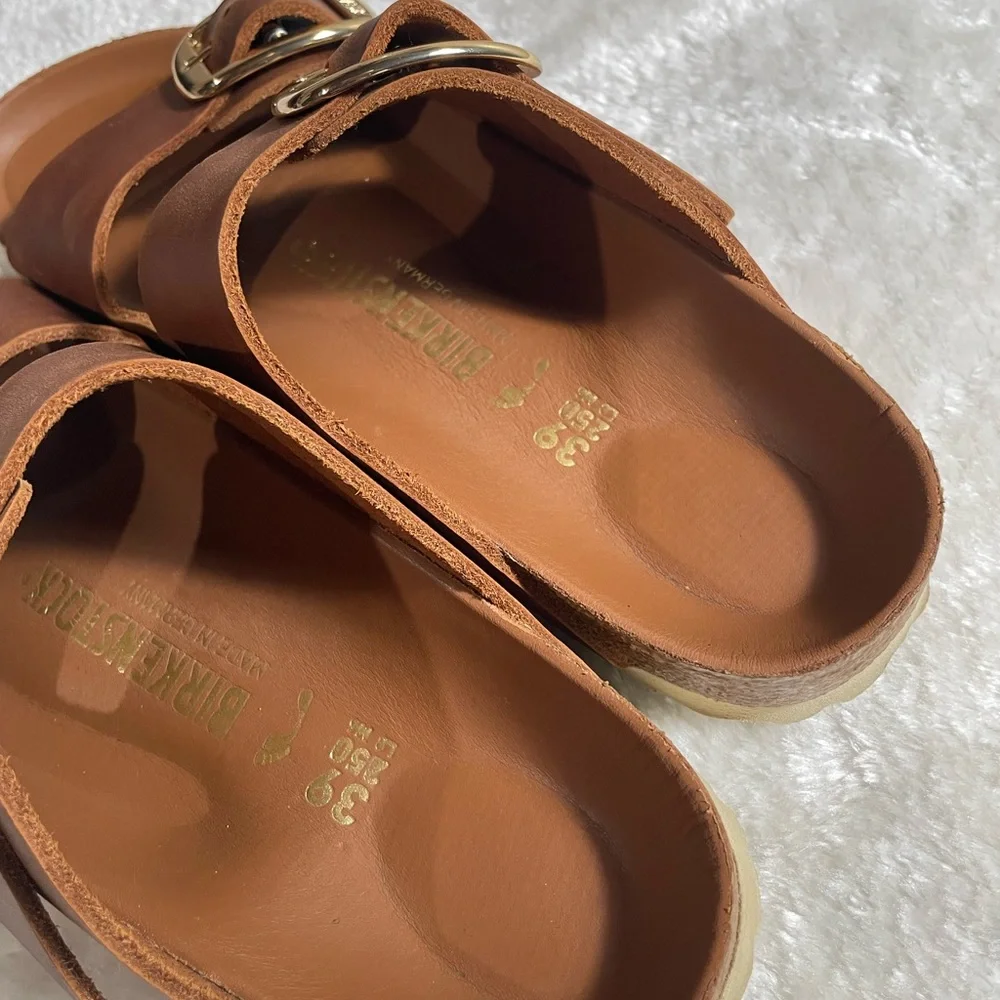 Birkenstock Brown Two-Strap Buckle Sandals